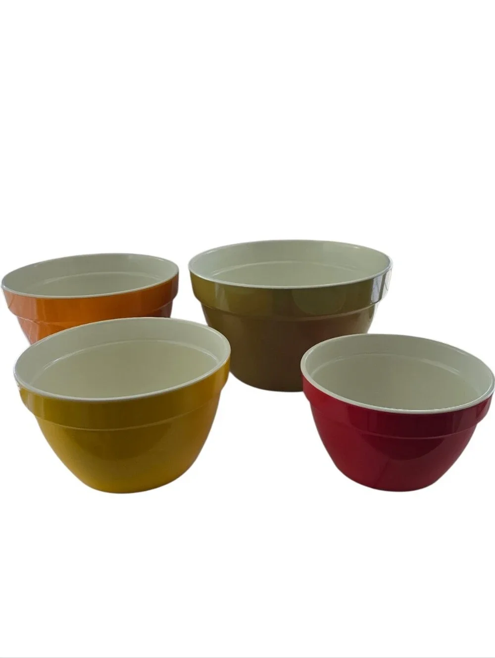 Vintage Retro Melamine Nesting Mixing Bowl Set of 4  Red Yellow Orange Green - Picture 3 of 12